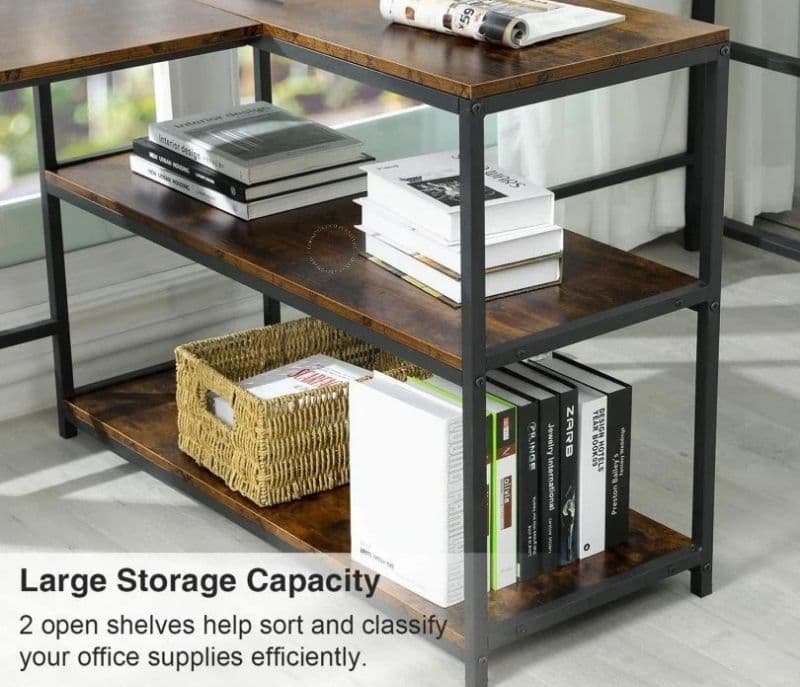 Image 4 for Remy Computer Desk with Storage Shelves in Rustic Brown Color
