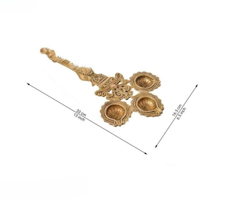 Image 3 for Myla Brass Golden Diya Handle