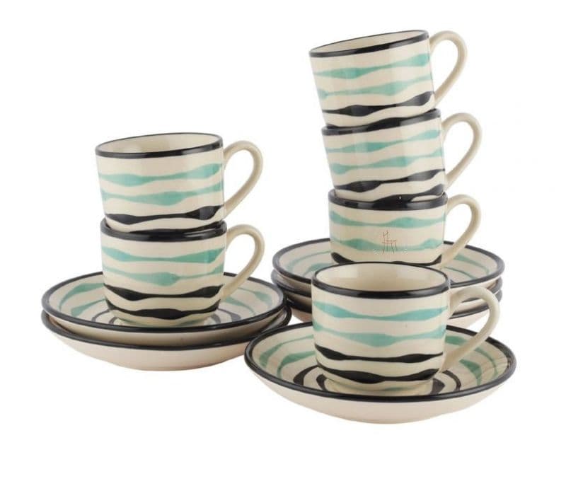 Image 3 for Magnolia Off-white Ceramic Tea Cups with Saucers Set