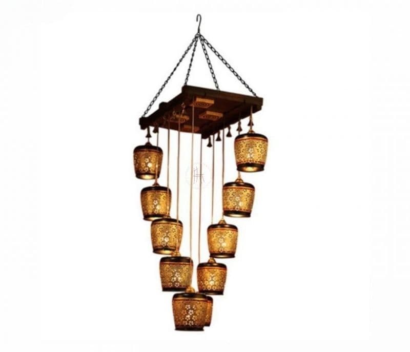 Image 2 for Cynthia Golden Colour Ten Shades Metal Hanging Lamps