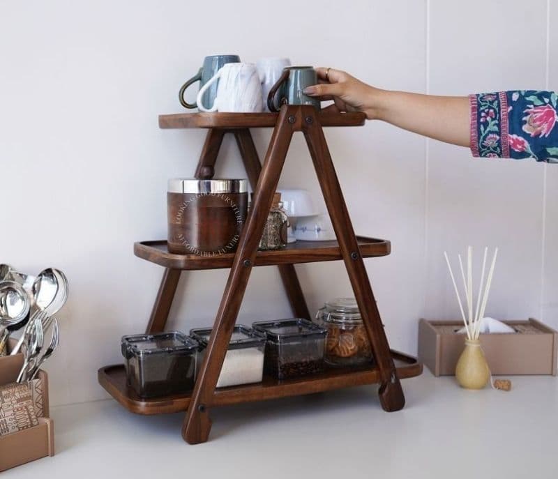Image 3 for Kiara 3 Tier Solid Wood Kitchen Rack