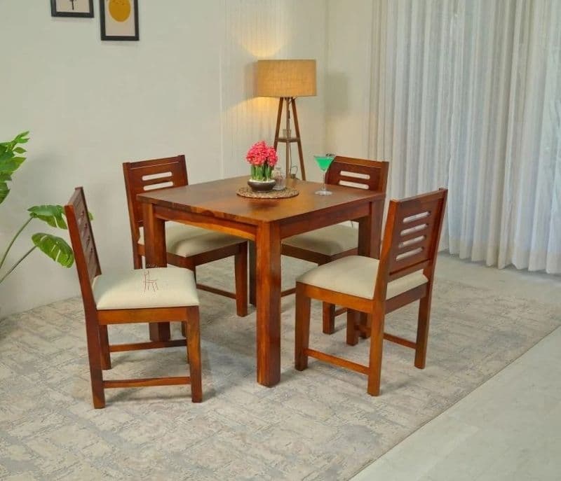 Image 1 for Raina 4 Seater Dining Set with Cushioned Chair (Honey Finish)