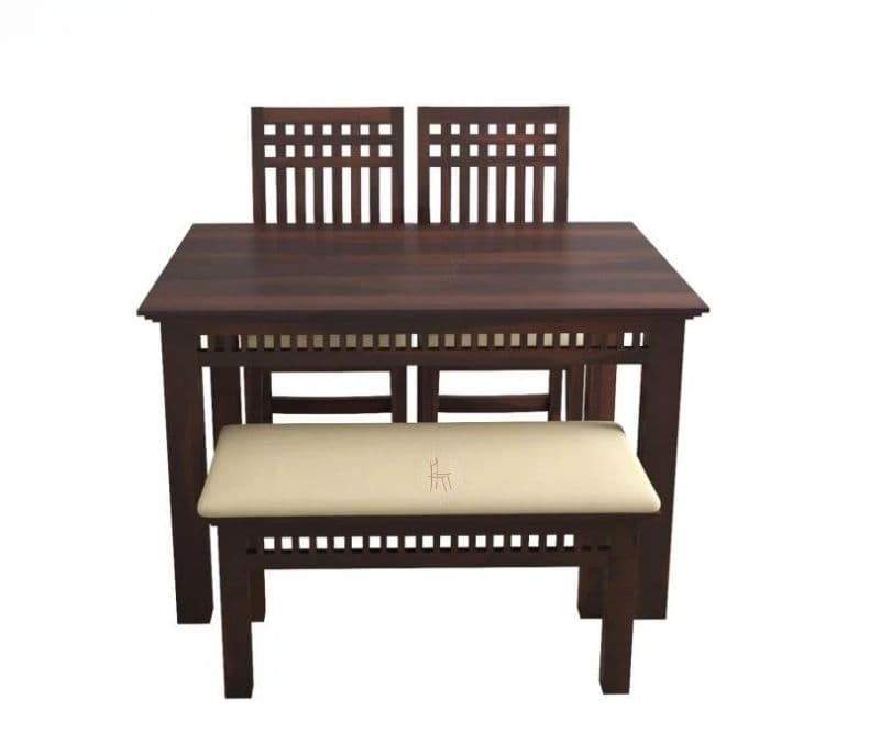 Image 3 for Karter 4 Seater Dining Set with Bench (Walnut Finish)