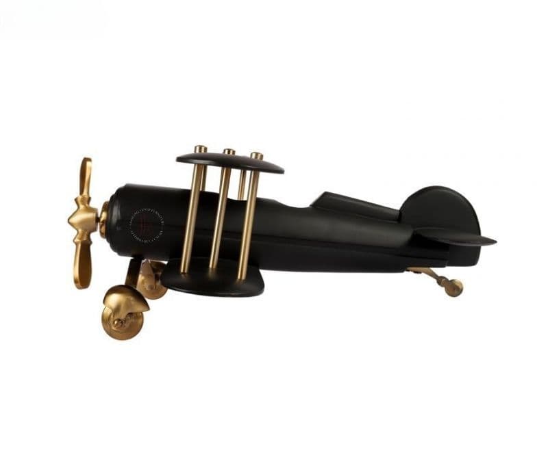 Image 4 for Madeleine Gold and Black Wood Vintage Handcrafted Decor Airplane