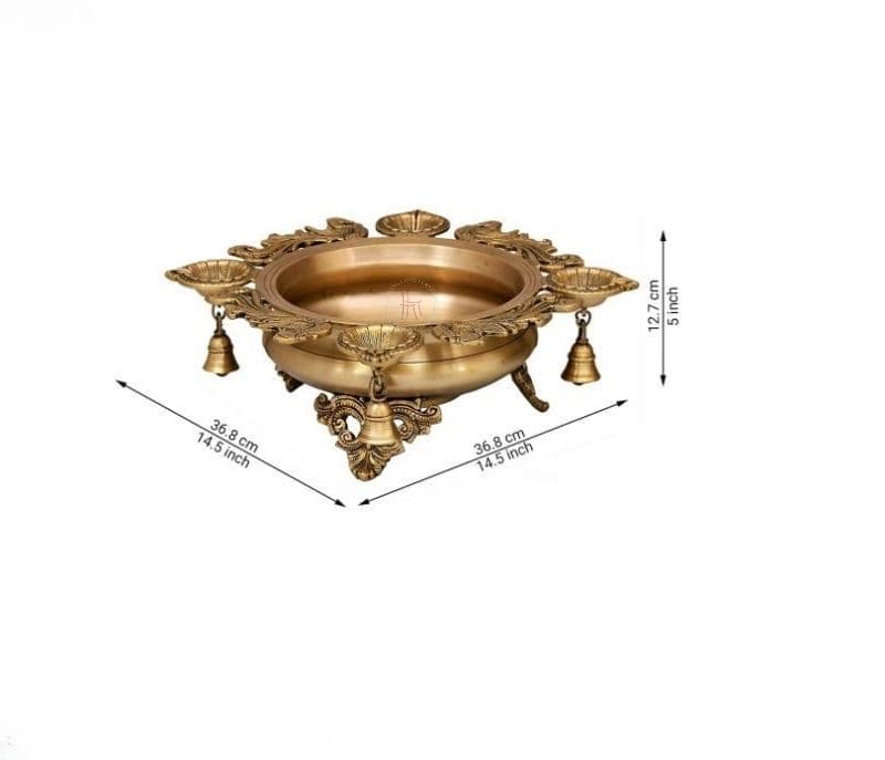Image 4 for Reese Peacock Design Urli with 4 Diyas