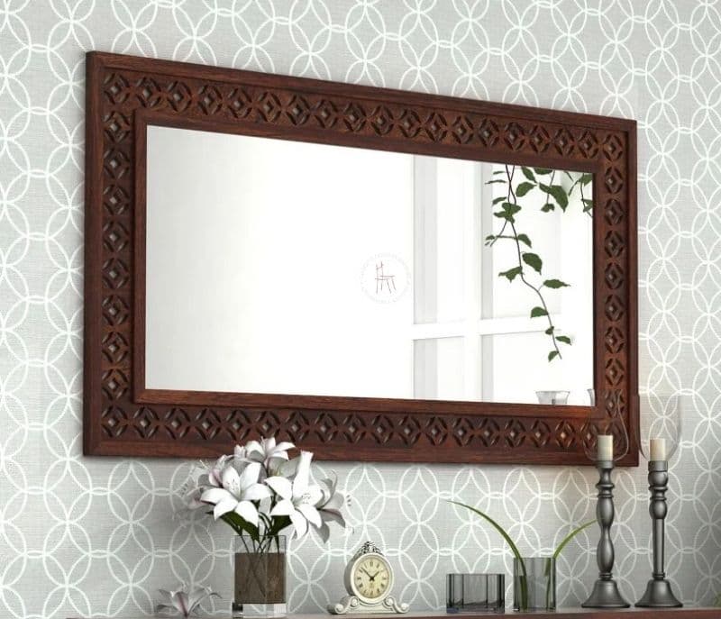 Image 1 for Khloe Rectangle Mirror With Frame (Walnut Finish)