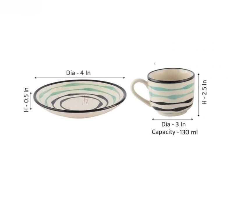 Image 5 for Magnolia Off-white Ceramic Tea Cups with Saucers Set