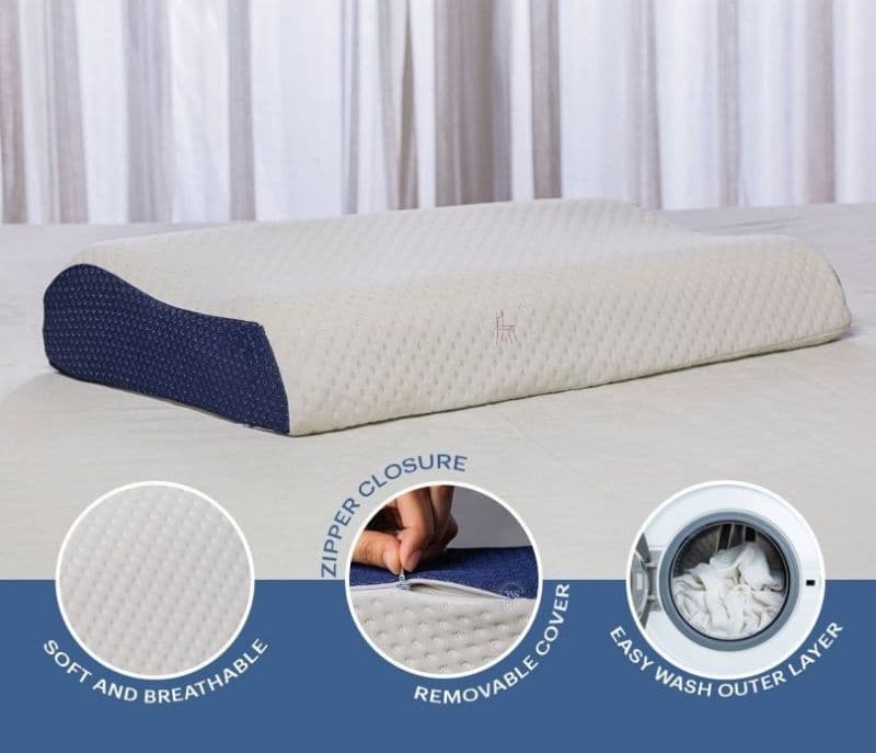 Image 2 for Priscilla Memory Foam Ultra Soft Contour Pillow, Ventilated Cool Gel Infused For Neck And Shoulder Pain With Removable Cover