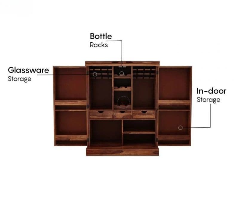 Image 5 for Amyra Large Bar Cabinet (Honey Finish)