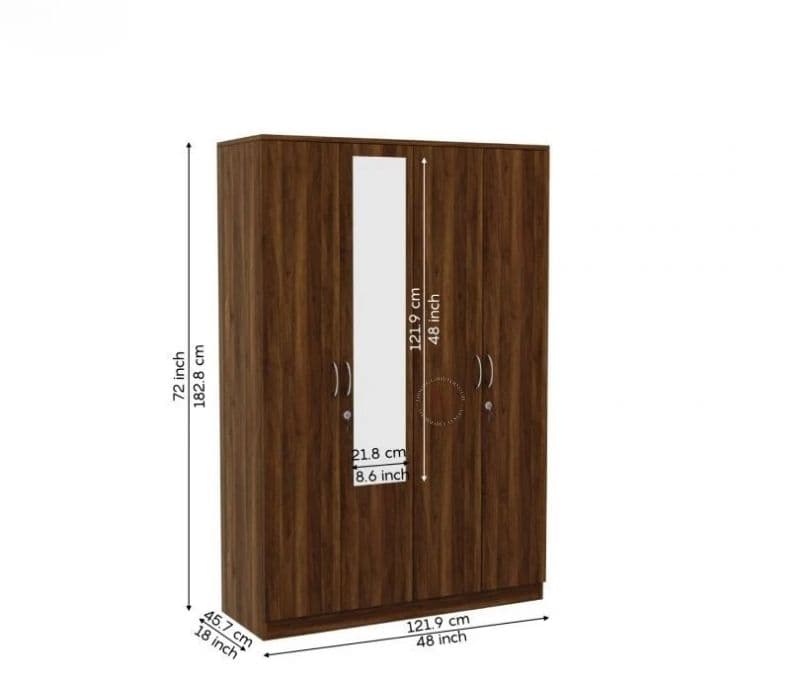 Image 3 for Sebastiano 4 Door Multi Utility Wardrobe (Columbian Walnut Finish)