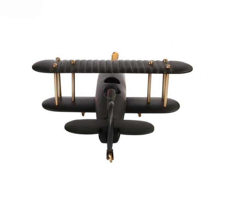 Image 3 for Madeleine Gold and Black Wood Vintage Handcrafted Decor Airplane