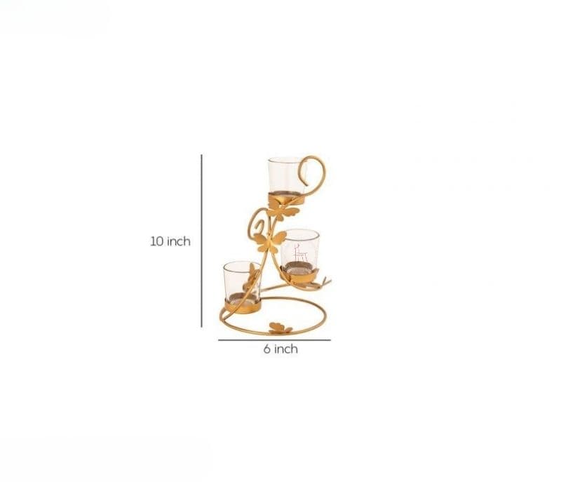 Image 5 for Autumn Handcrafted Golden Metal Tea Light Stand