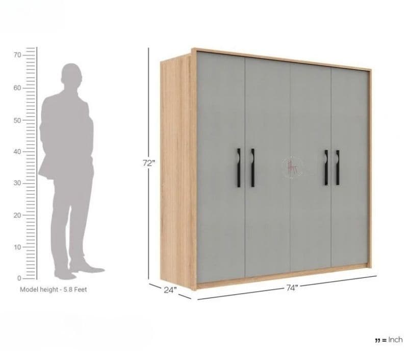 Image 5 for Valeria Engineered Wood Four Door Wardrobe