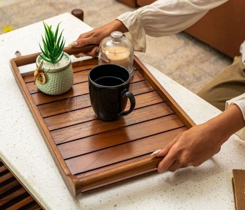 Cosmos Mango Wood Handcrafted Rectangular Serving Tray