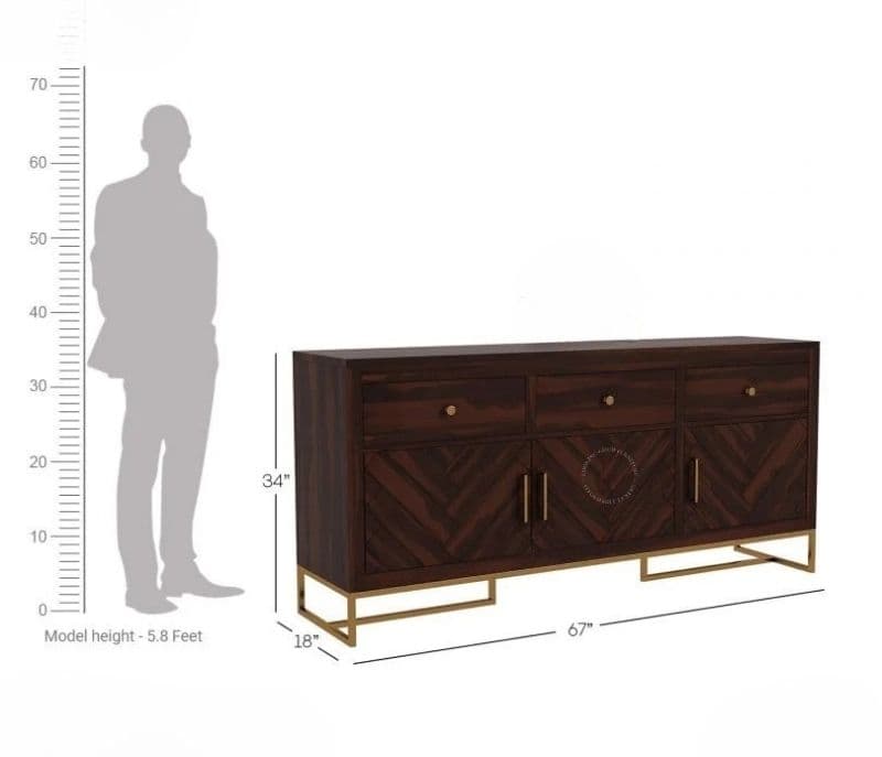 Image 6 for Meadow Sheesham Wood Cabinet and Sideboard (Walnut Finish)