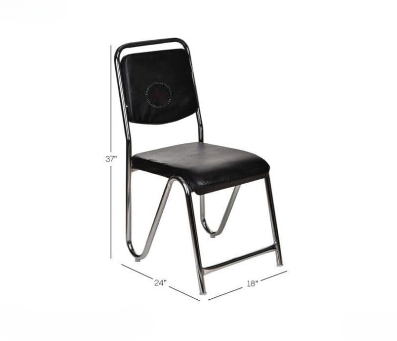 Image 2 for Rivka Set of 2 Ronald Black PU Chrome Plated Visitor Chair