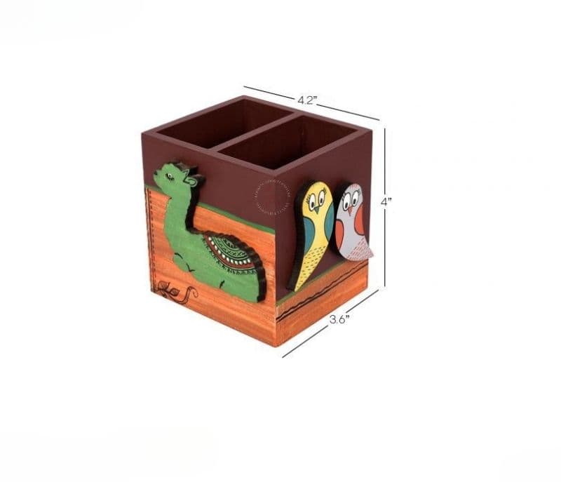 Image 7 for Saige Art Apalca Motif Wooden Handcrafted Pen Stand