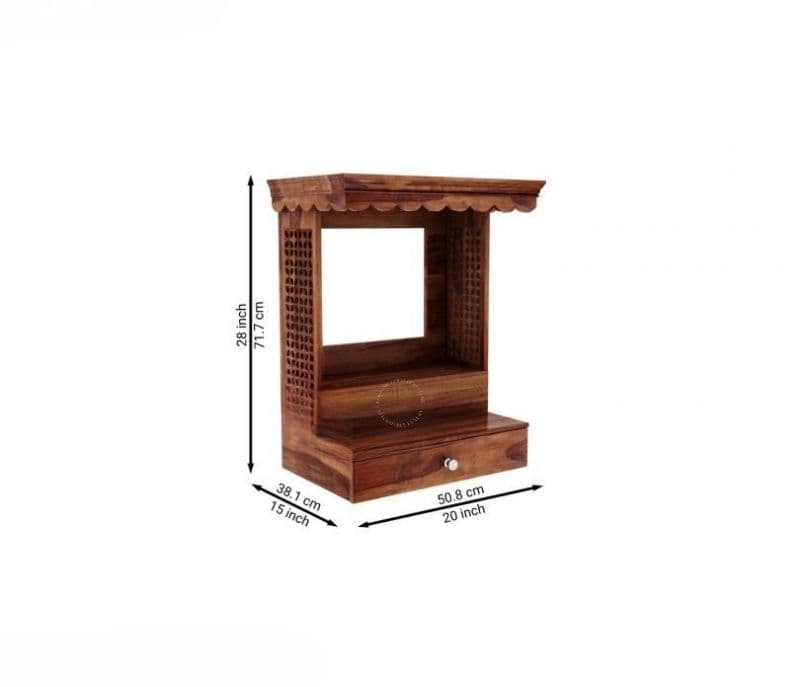 Image 6 for Athena Wooden Mandir for Home (Honey Finish)