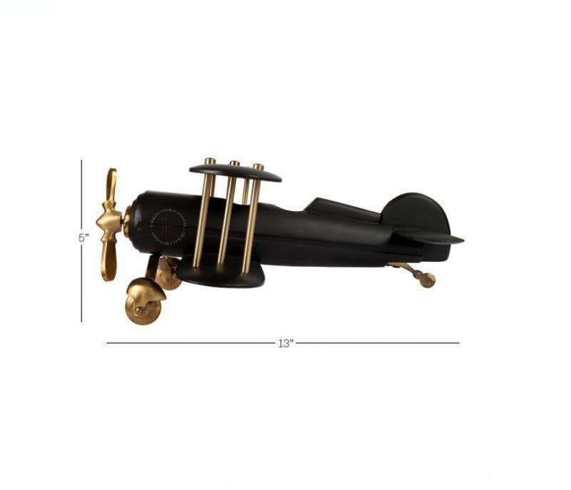 Image 7 for Madeleine Gold and Black Wood Vintage Handcrafted Decor Airplane