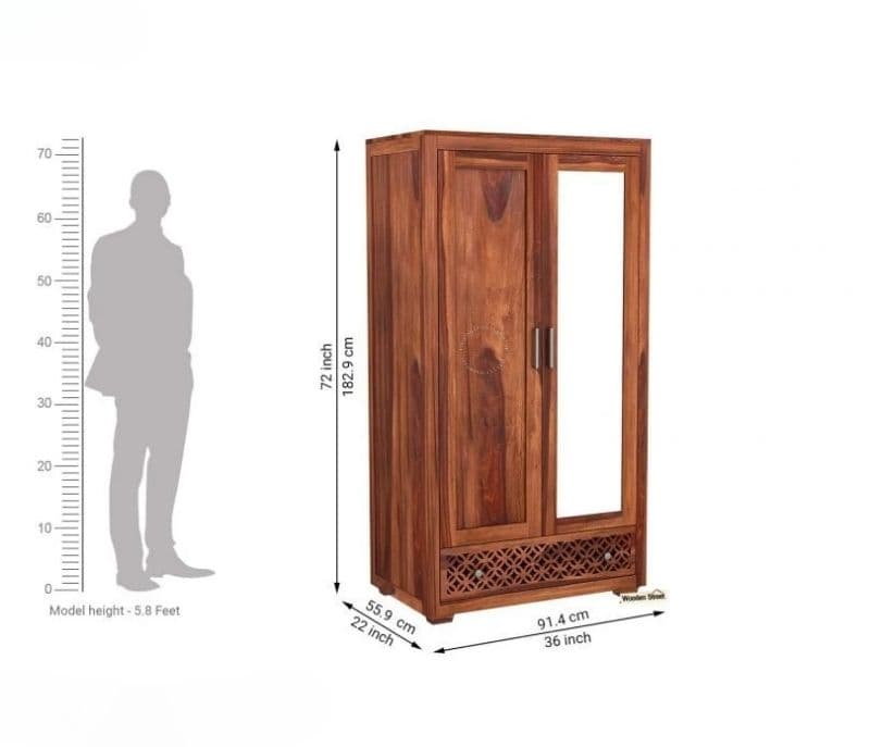 Image 5 for Pio 2 Door Wardrobe with Mirror