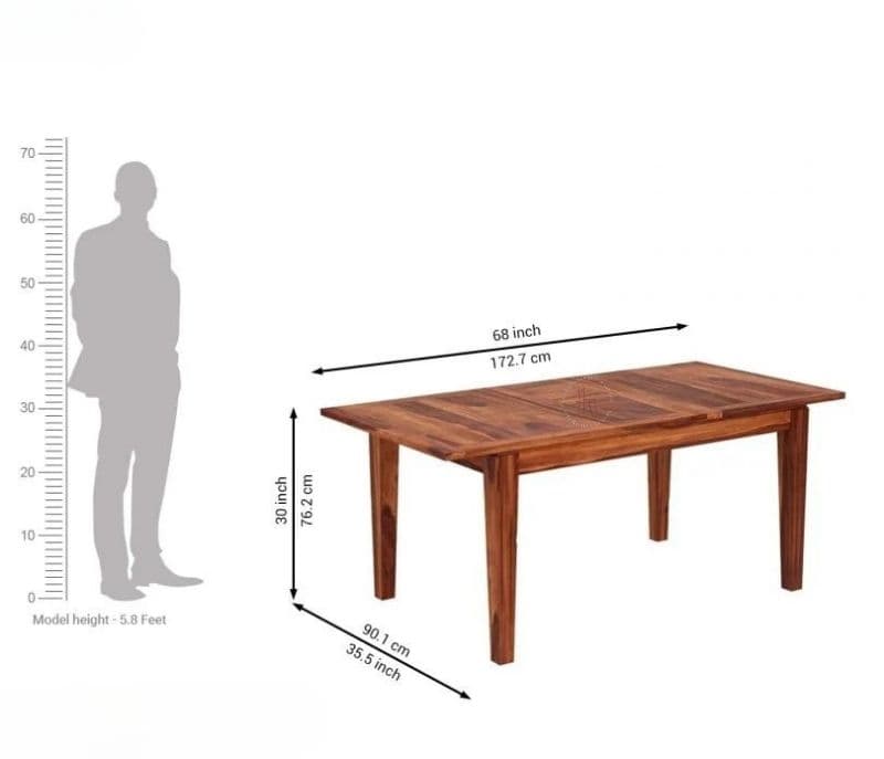 Image 8 for Arisbeth Extendable 4-6 Seater Wooden Dining Table (Honey Finish)