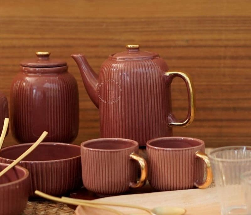 Image 2 for Chanel Hand Cast Ceramic Pink Color Tea Pot