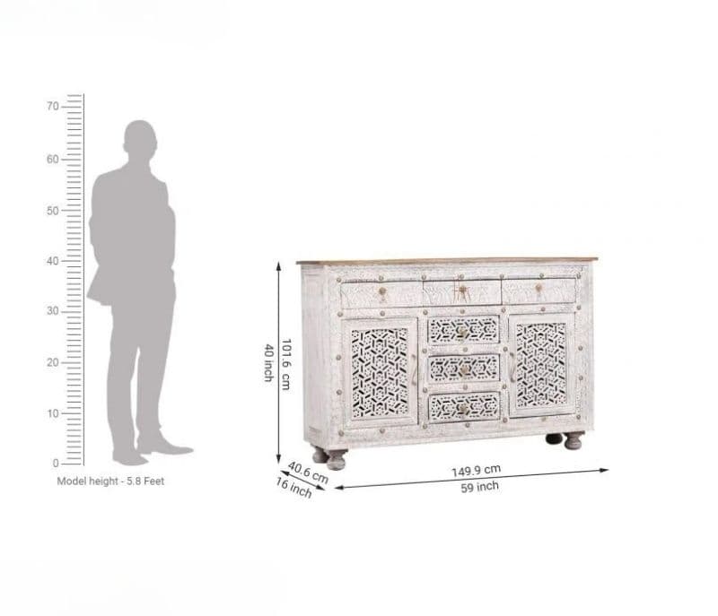 Image 7 for Emory White Cabinet and Sideboards with 6 Drawers