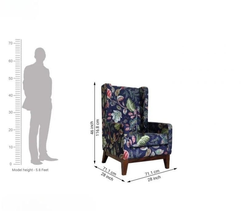 Image 9 for Sylvia Wingback Chair (Dusky Leaf)