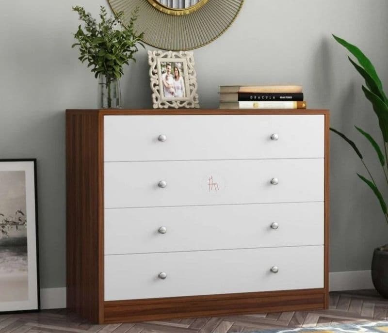 Savannah 4-Drawer Wooden Chest Of Drawers with Frosty White Drawer