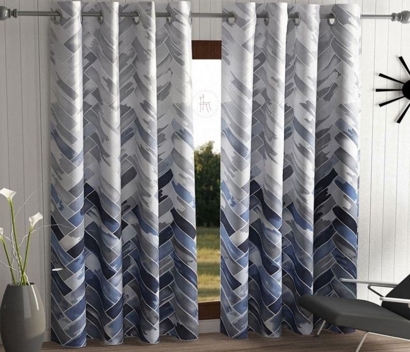 Layla 2 Pieces Home Sizzler Geometrical Panel Eyelet Polyester Window Door Curtains