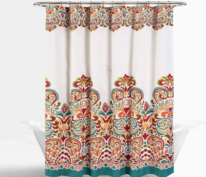 Image 2 for Willow Polyester Floral Design Shower Curtain with 12 Hooks