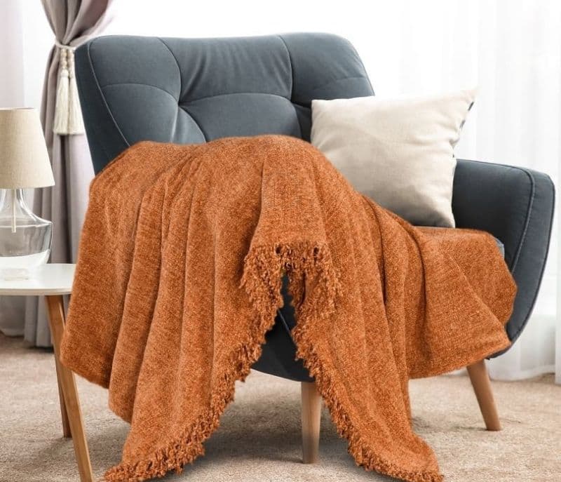 Ariel Rust Soft Chenille Throw