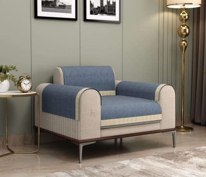 Image 1 for Harper 1 Seater Premium Sofa Cover - Set of 4 (Denim Blue)