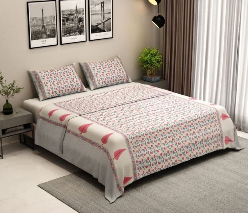 Image 2 for Kalani 200 TC Double Bed Sheet - Bloom Shay Cotton Bedsheet King Size With 2 Pillow Cover