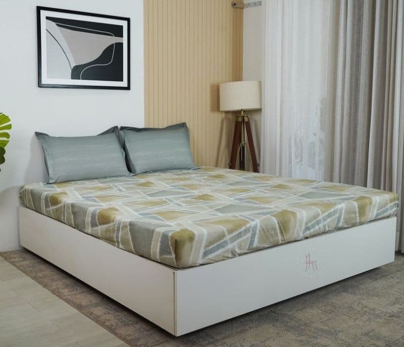 Image 4 for Giselle Cross 144 TC Flat Pure Cotton Double Size Bedsheet With 2 Pillow Covers