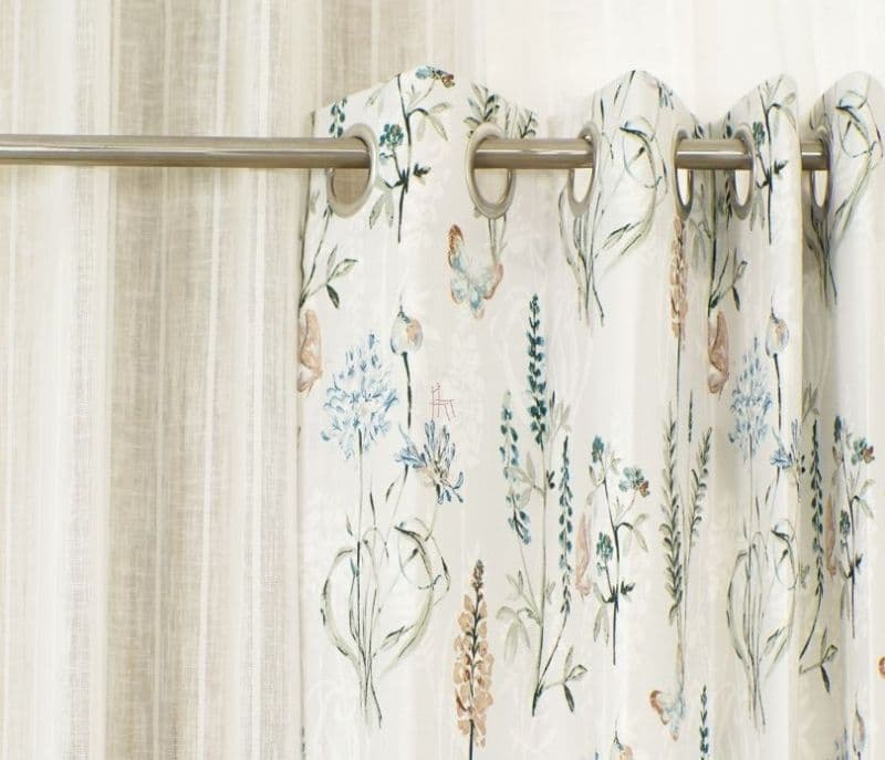 Image 4 for Zoe Botanic Mist Floral Print Light-Filtering Long Door Curtain Set of 2