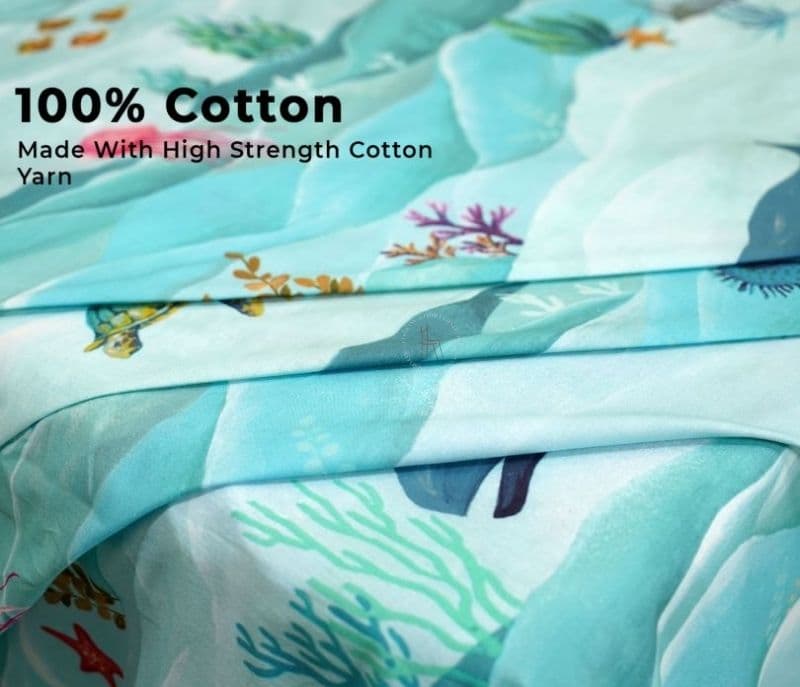 Image 9 for Mariella Seashore Flat Cotton Kids Bed Sheet King Size with 2 Pillow Covers