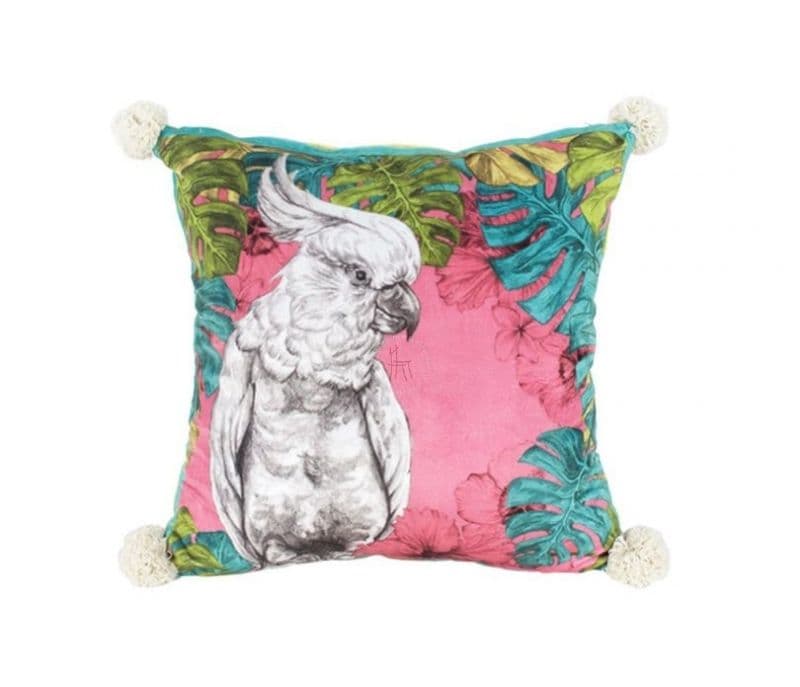 Image 4 for Ainhoa Pink and White Digital Print Velvet Reversible Cushion Covers - Set of 2