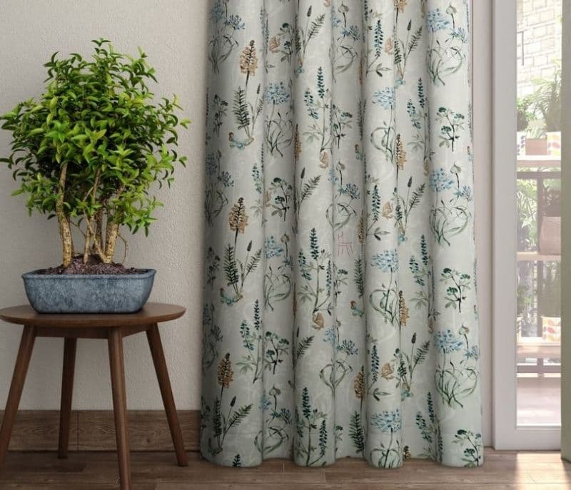 Image 2 for Zoe Botanic Mist Floral Print Light-Filtering Long Door Curtain Set of 2