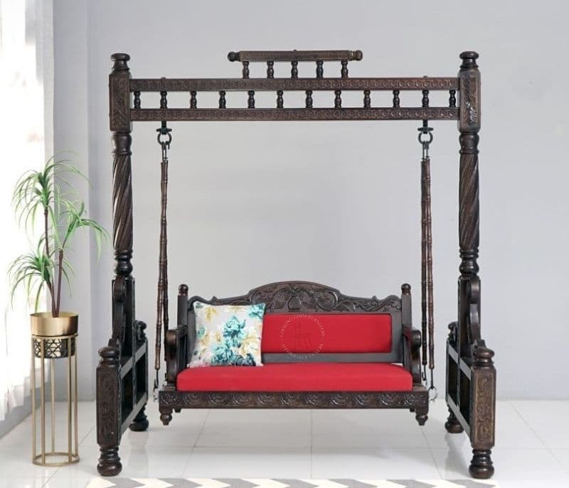 Antonella Wooden Swing Chair (Walnut Finish)