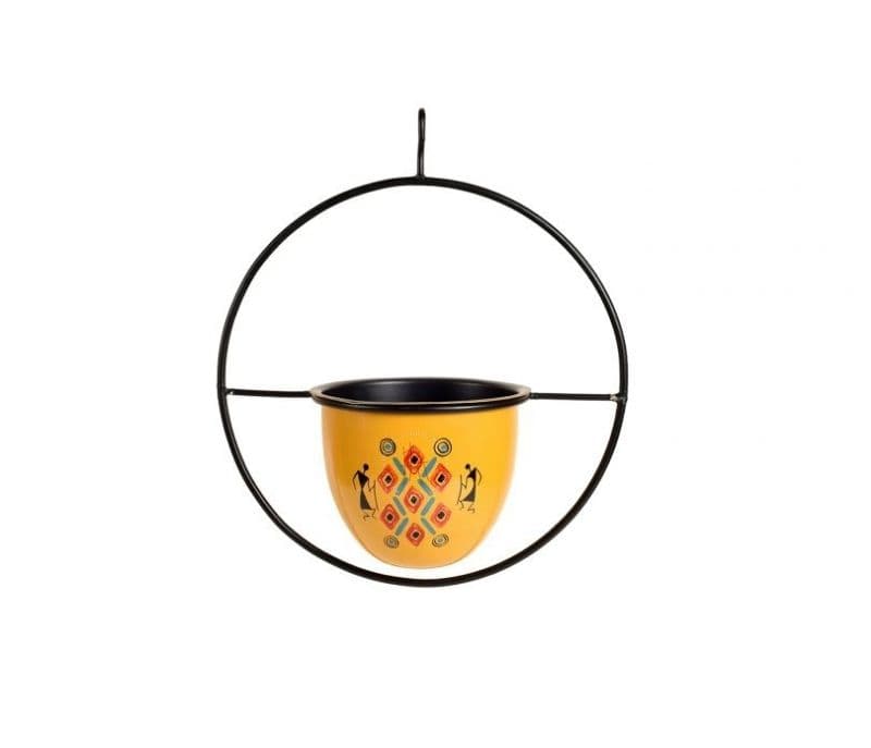 Image 4 for Aspen Yellow Hanging Metal Planter