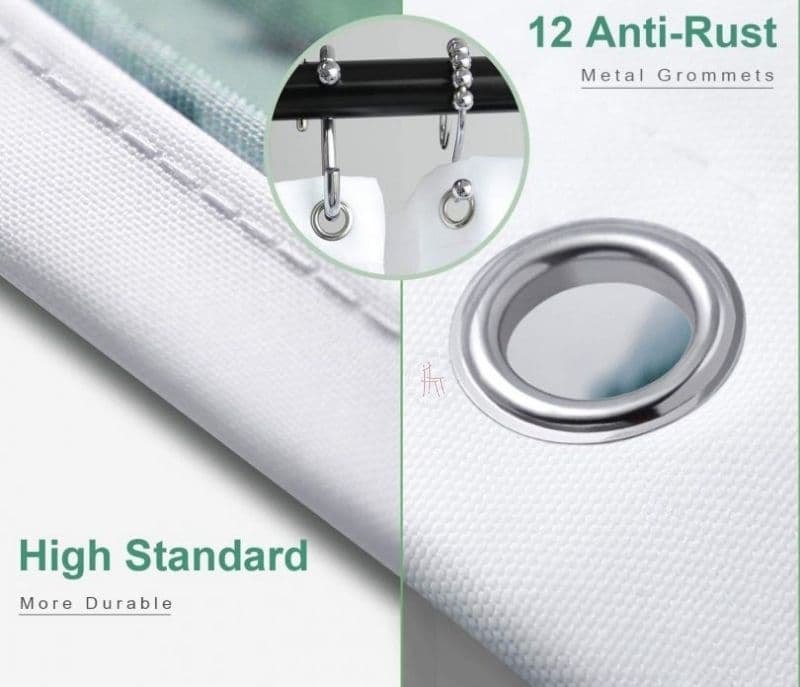 Image 2 for Grace White Striped Water Repellent Shower Curtain with Hooks