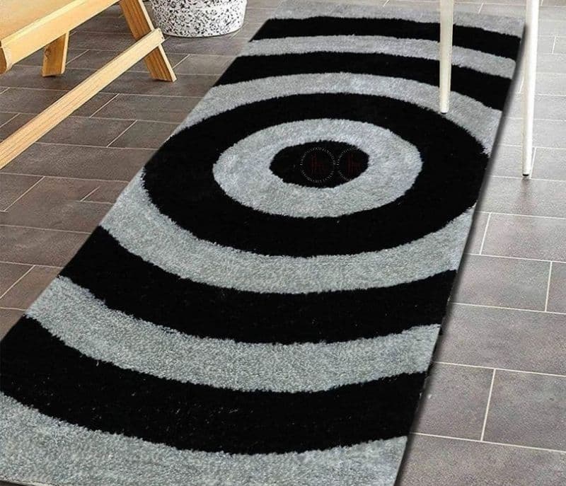 Image 1 for Reese Black and Sliver Microfibre Polyester Shaggy Floor Runner