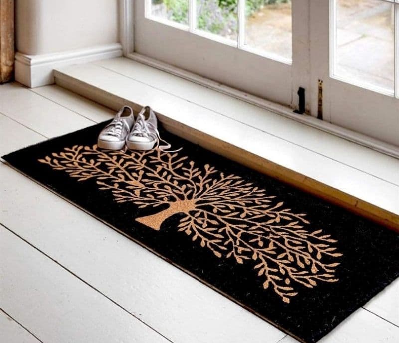 Image 1 for Ivanna Black And Brown Door Mat - Long Tree Design Coir Floor Mat