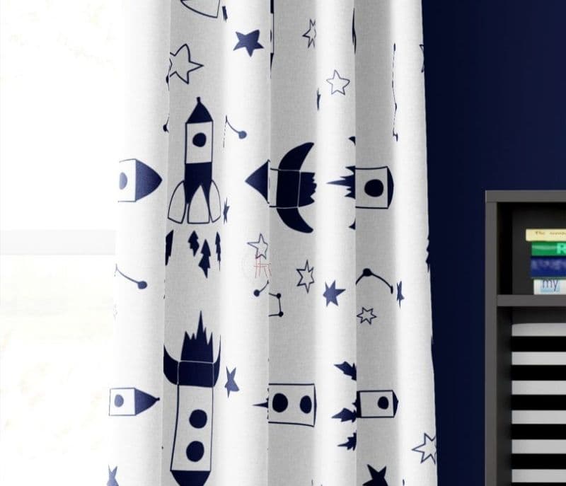 Image 2 for Clare Space Age Kids Long Door Curtain Set of 2