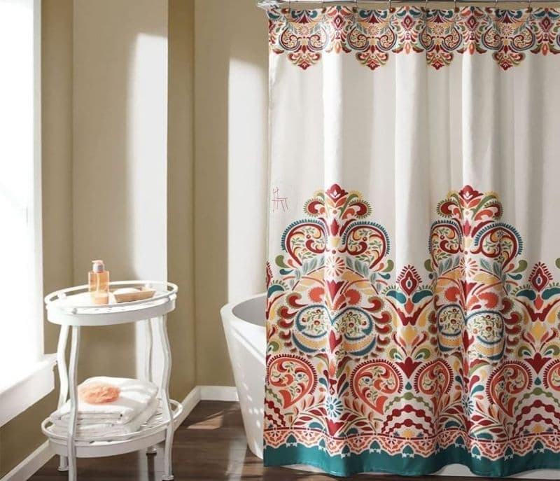 Image 1 for Willow Polyester Floral Design Shower Curtain with 12 Hooks