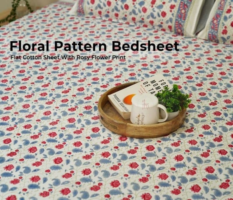 Image 10 for Kalani 200 TC Double Bed Sheet - Bloom Shay Cotton Bedsheet King Size With 2 Pillow Cover