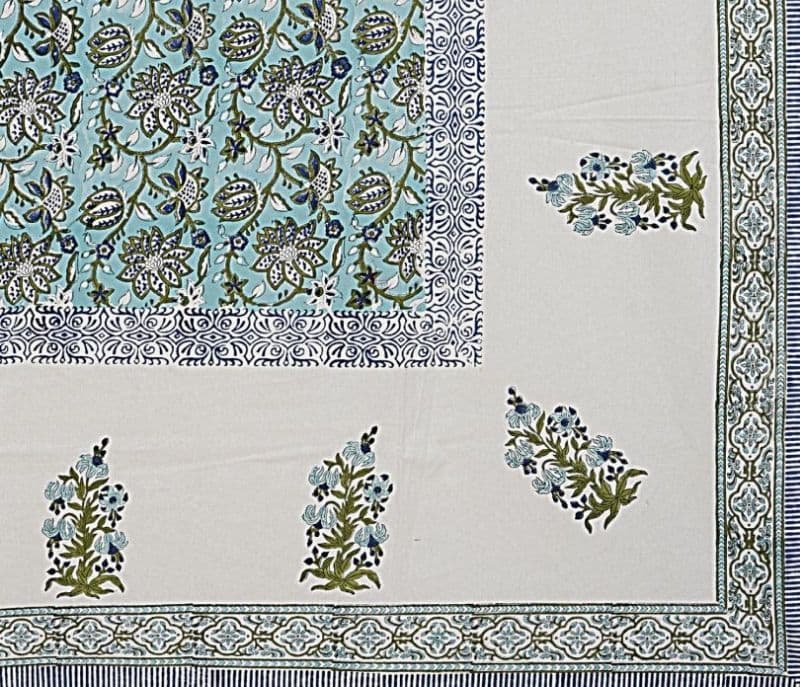 Image 4 for Esmeralda Pure Cotton Hand Block Printed Queen Size Bedsheet With 2 Pillow covers