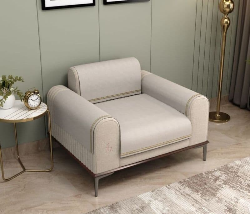 Image 2 for Eleanor 1 Seater Premium Sofa Cover with Shimmer Lace - Set of 4 (Cashew White)