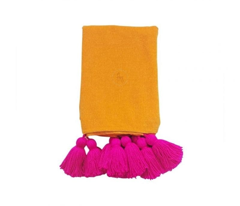 Image 3 for Lily Ocher With Pink Tassels L Shape Sectional Sofa Cover Set Of 2